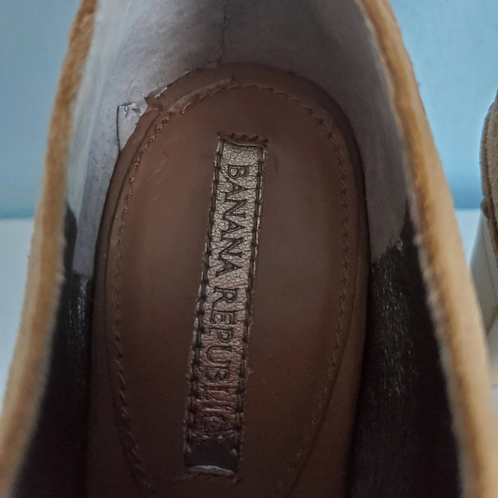 Banana Republic Suede Lace-Up Ankle Booties in Cognac Brown